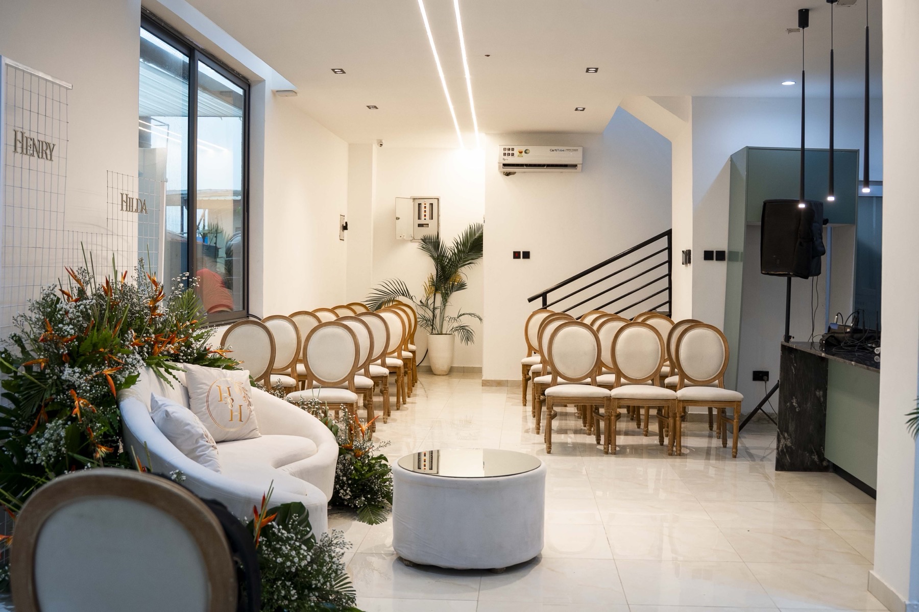 The indoor ceremony space before guests arrive